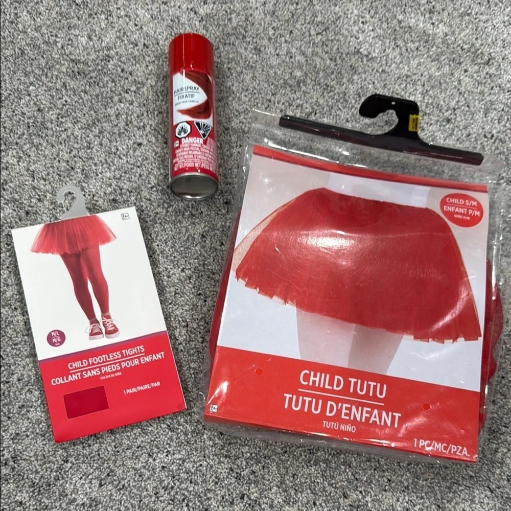 Red Child Tutu,  Tights and  red hairspray